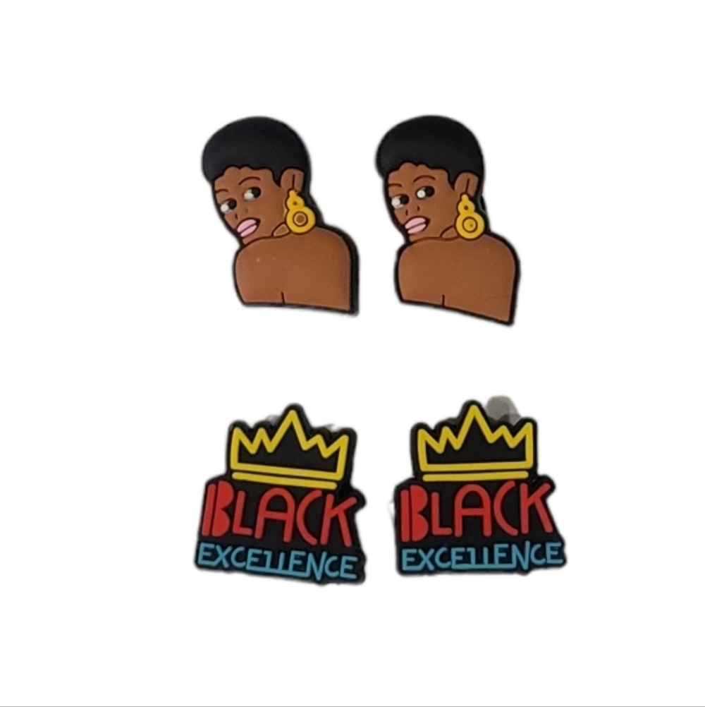 Black Girl 4Pc Croc Charm Set